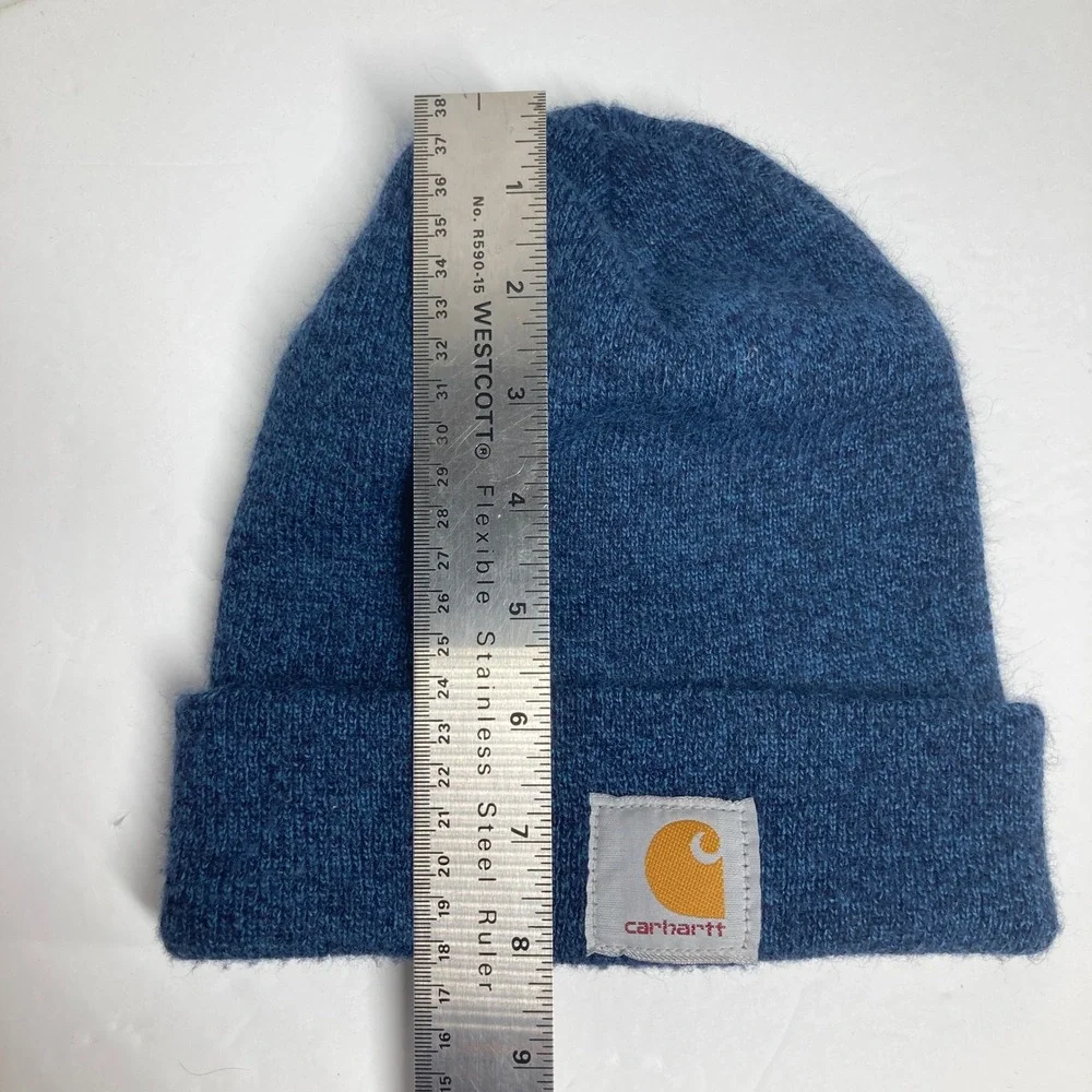 Carhartt A18 Beanie Cap Hat Adult Blue Heathered Rib Knit Watch Work Winter